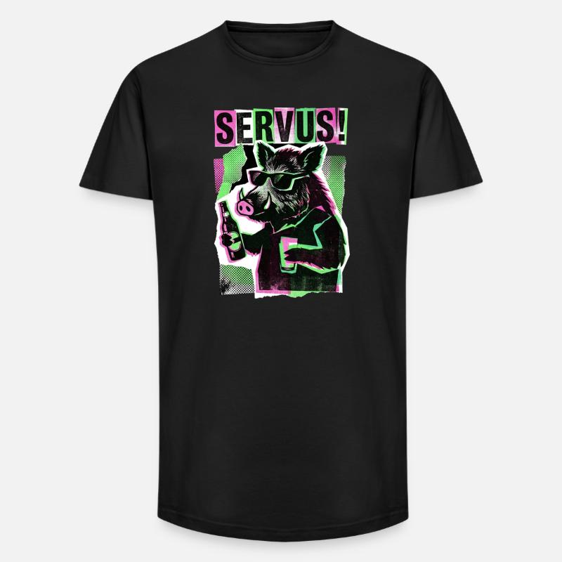 Servus Wildschwein Bier - Long Fit Männer T-Shirt - Schwarz
