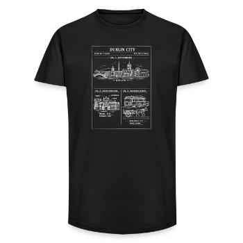 Dublin City Skyline Vintage Poster - Long Fit Men's T-Shirt - black - Front - AI Model Male 185 light (185cm)