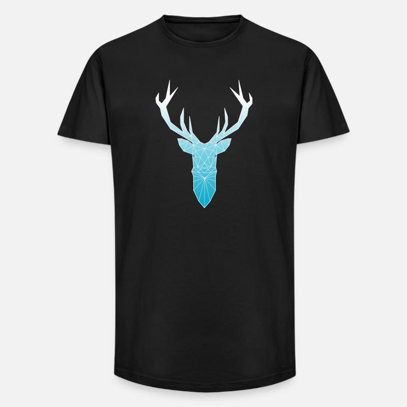 Hirschkopf im Triangel-Design (hellblau) - Long Fit Männer T-Shirt - Schwarz