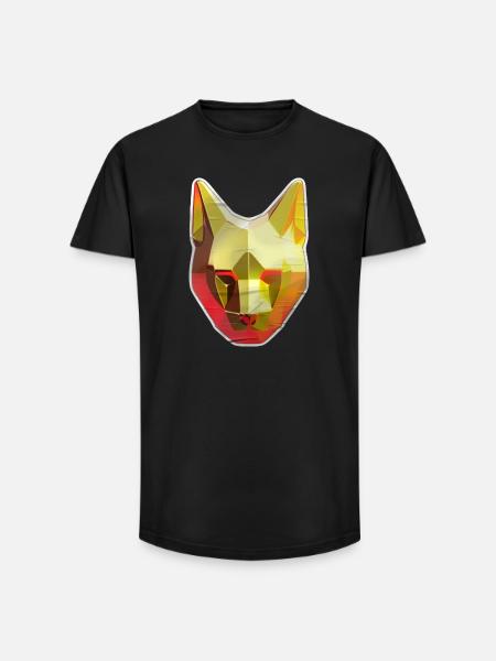 Cat Polygon in Gold - Long Fit Men's T-Shirt - black