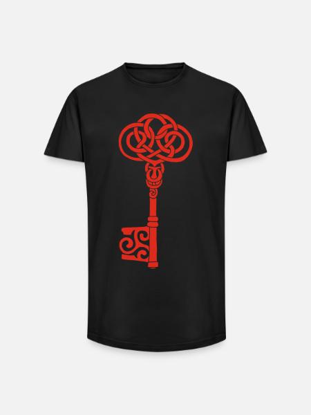 Red Celtic Key - Long Fit Men's T-Shirt - black