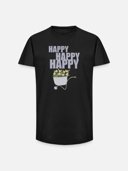 WHEELBARROWS HAPPY - Long Fit Men's T-Shirt - black