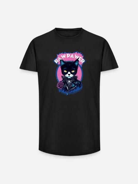 Chat Gothique - T-shirt coupe longue homme - noir