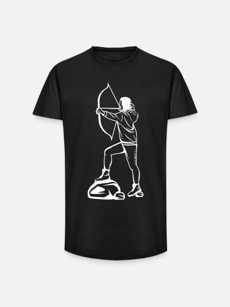 Archery Girl Drawing - Long Fit Men's T-Shirt - black