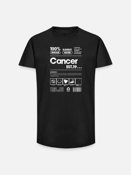 Cancer Water Zodiac Emblem - Long Fit Men's T-Shirt - black