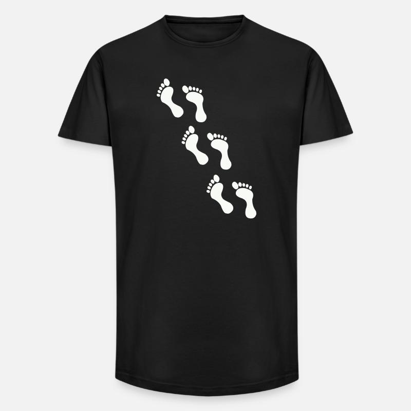 Small footprints on black - Long Fit Men's T-Shirt - black