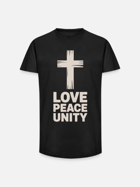 Love Peace Unity Christian Cross - Long Fit Men's T-Shirt - black
