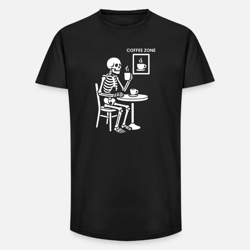 Skelett-Kaffee-Zone - Long Fit Männer T-Shirt - Schwarz
