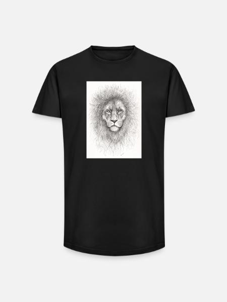 Very serious lion - Long Fit Men's T-Shirt - black