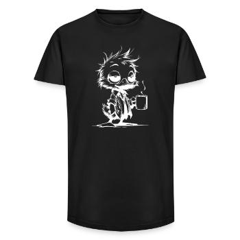 Office duck morning chaos with coffee in the office - Long Fit Men's T-Shirt - black - Front - AI Model Male 185 light (185cm)