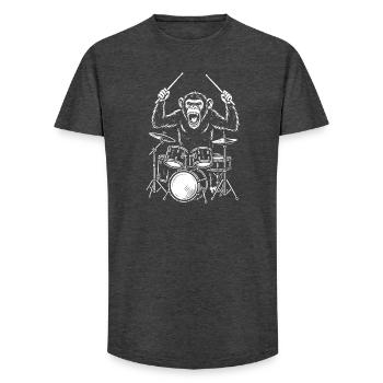 Trommelnde Schimpansenkapelle - Long Fit Männer T-Shirt - Anthrazit - Vorne - AI Model Male 185 light (185cm)