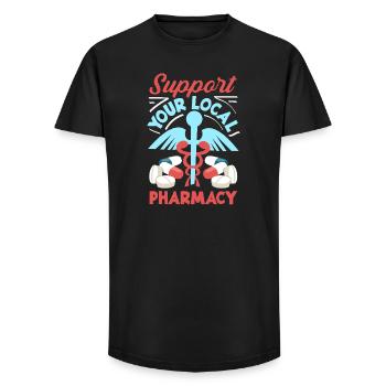Apotheker Pharmazeutisch-technischer - Long Fit Männer T-Shirt - Schwarz - Vorne - AI Model Male 185 light (185cm)