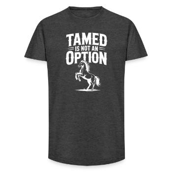 Tamed Is Not an Option - Long Fit Men's T-Shirt - charcoal grey - Front - AI Model Male 185 light (185cm)
