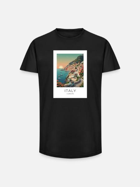 Italia Coastal Magic Motorcycle - Long Fit Men's T-Shirt - black