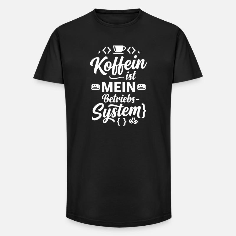 Koffein ist mein Betriebssystem Code - Long Fit Männer T-Shirt - Schwarz