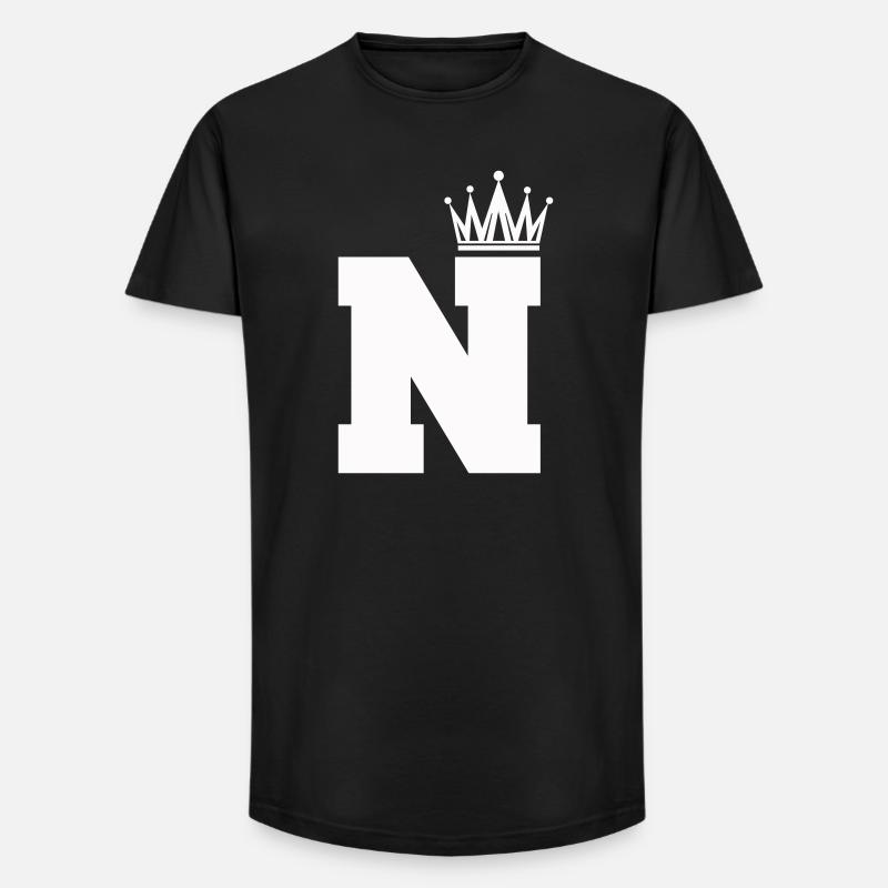 buchstabe_N_Krone - Long Fit Männer T-Shirt - Schwarz