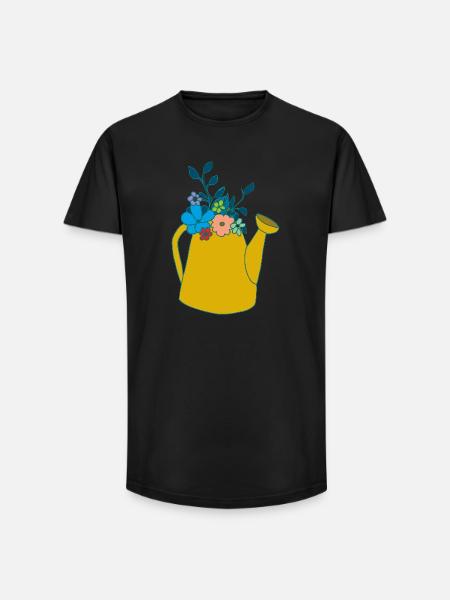 Watering can mustard colours - Long Fit Men's T-Shirt - black
