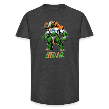 India elephant flag design - Long Fit Men's T-Shirt - charcoal grey - Front - AI Model Male 185 light (185cm)