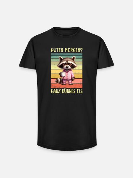 Waschbär Morgenmuffel - Long Fit Männer T-Shirt - Schwarz