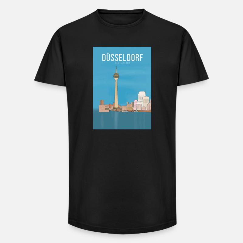 Düsseldorf - Long Fit Männer T-Shirt - Schwarz