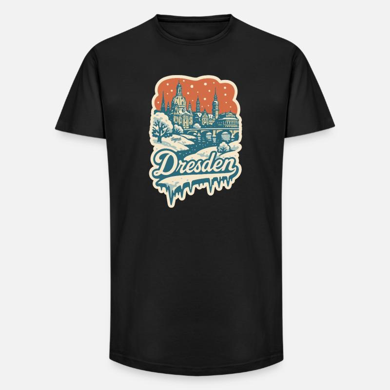 Dresden im verschneiten Winterzauber - Long Fit Männer T-Shirt - Schwarz