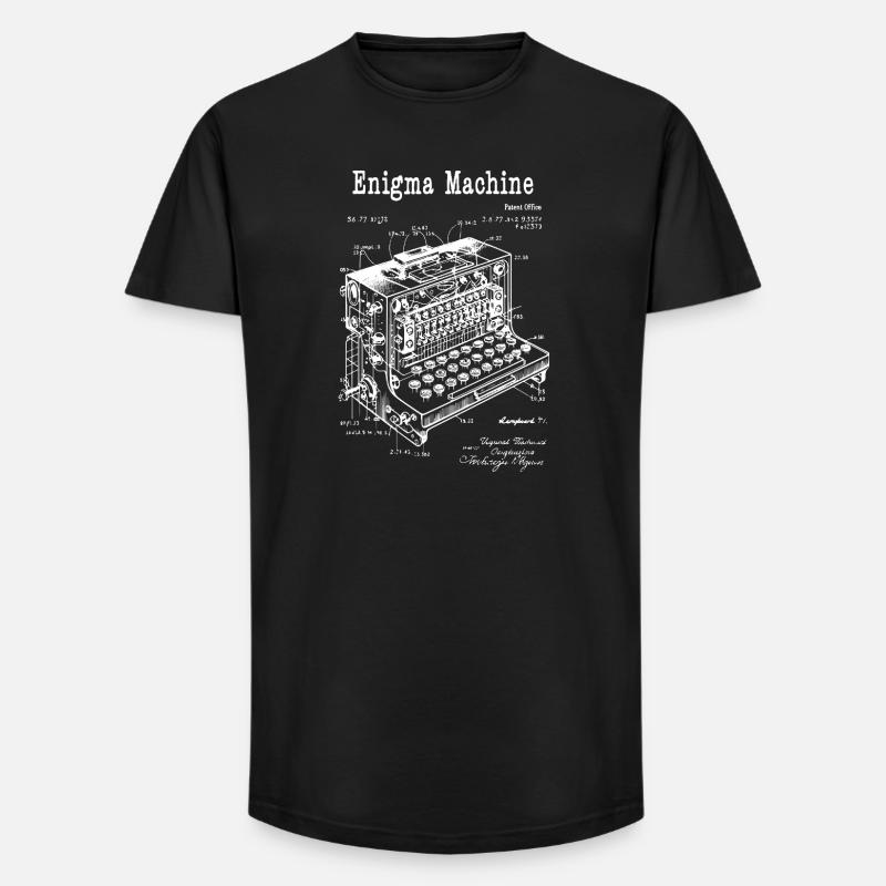Enigma-Maschinenbauplan - Long Fit Männer T-Shirt - Schwarz