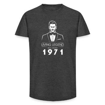 55th Birthday Living Legend (GENT) since 01/1971 - Long Fit Men's T-Shirt - charcoal grey - Front - AI Model Male 185 light (185cm)