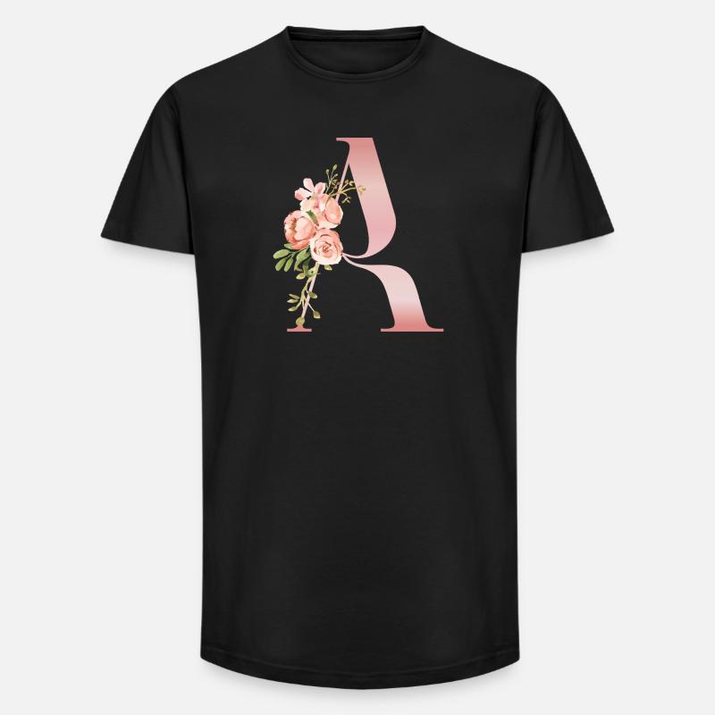 Monogramm Ein Pastellblume - Long Fit Männer T-Shirt - Schwarz