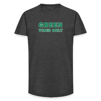 Green Vibes Only - Long Fit Men's T-Shirt - charcoal grey - Front - AI Model Male 185 light (185cm)