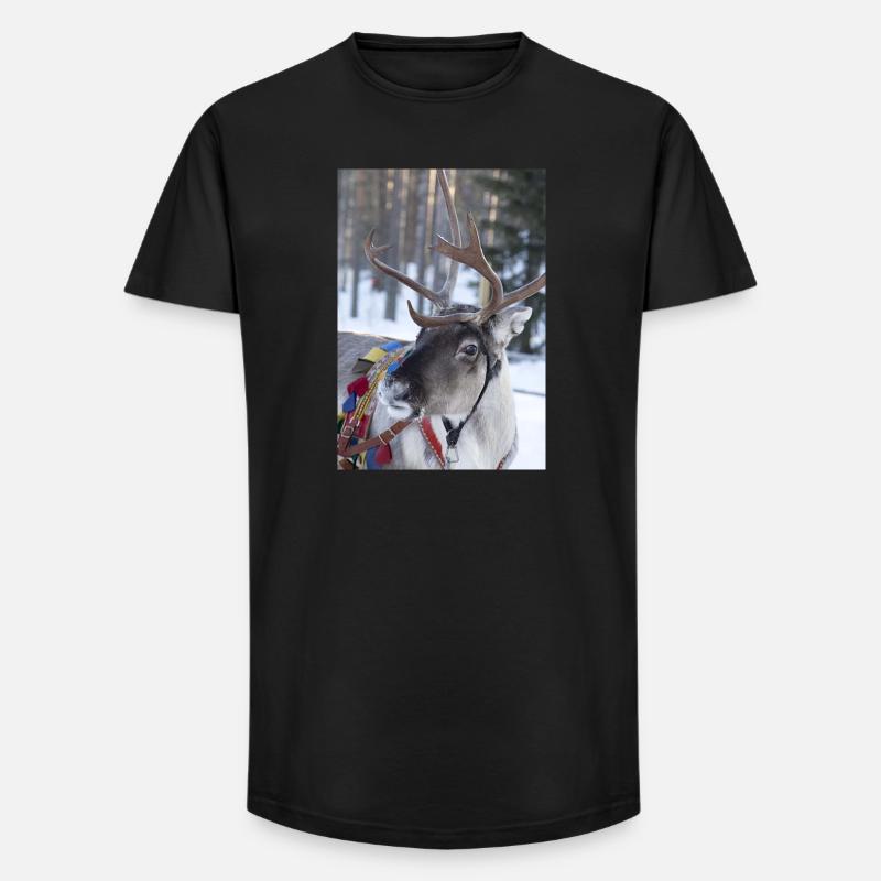 Rentier - Long Fit Männer T-Shirt - Schwarz