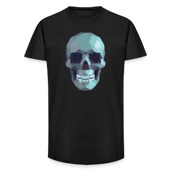 Low Poly Blue Skull – Geometrisch-Gotik-Stil - Long Fit Männer T-Shirt - Schwarz - Vorne - AI Model Male 185 light (185cm)