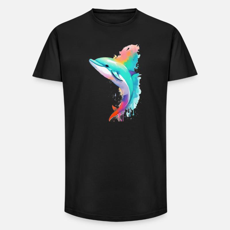 Delfin - Long Fit Männer T-Shirt - Schwarz