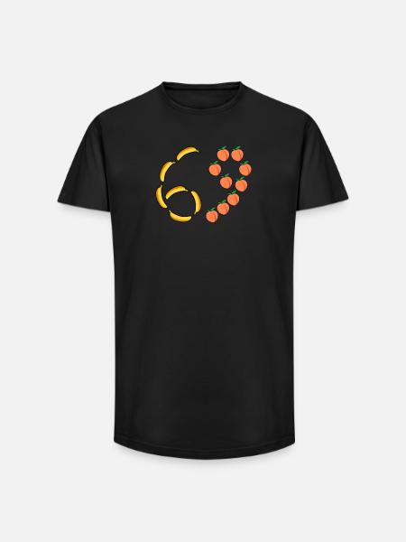 Fruit Motif Bananas and Peaches - Long Fit Men's T-Shirt - black