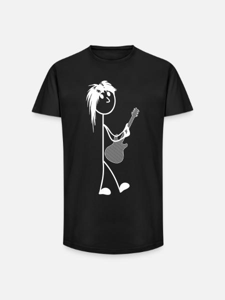 Stick figure with guitar - Long Fit Men's T-Shirt - black