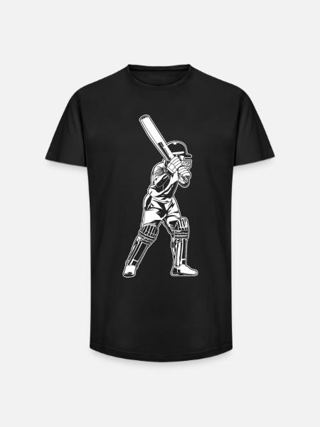 Cricket Batter Sketch - Long Fit Men's T-Shirt - black