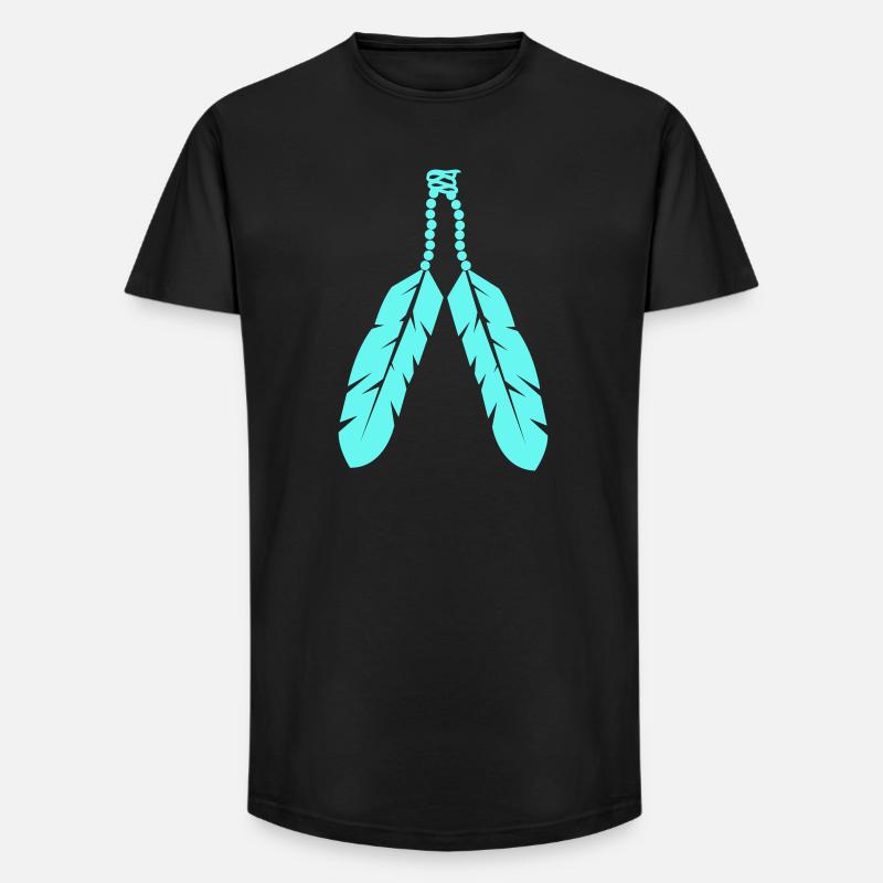 Feder Schmuck Design - Long Fit Männer T-Shirt - Schwarz
