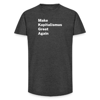 Rendre au capitalisme sa grandeur - T-shirt coupe longue homme - charbon - Devant - AI Model Male 185 light (185cm)