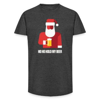 Vector Santa Claus with Beer Hoho Hold my Beer - Long Fit Men's T-Shirt - charcoal grey - Front - AI Model Male 185 light (185cm)