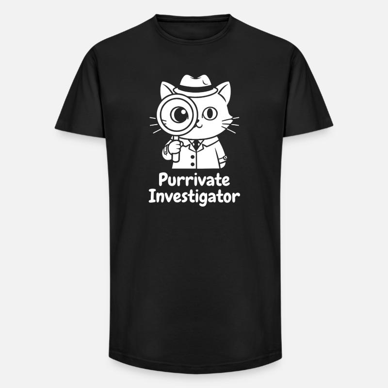 Purrivate Ermittler Katzchen - Long Fit Männer T-Shirt - Schwarz