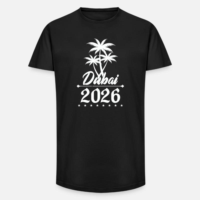 Dubai 2026 Palm Tree Emblem - Long Fit Men's T-Shirt - black