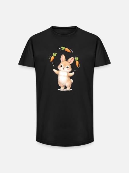 Cute bunny juggles carrots - Long Fit Men's T-Shirt - black