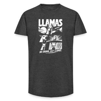 Llamas Horror Comic No Drama Art - Long Fit Männer T-Shirt - Anthrazit - Vorne - AI Model Male 185 light (185cm)