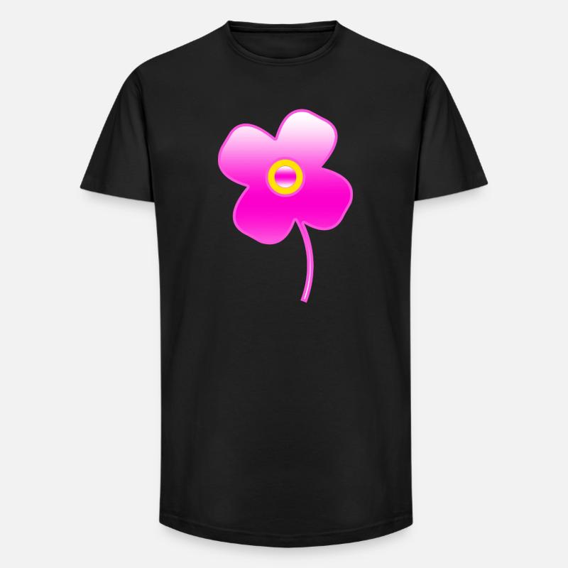 Blumen - Long Fit Männer T-Shirt - Schwarz