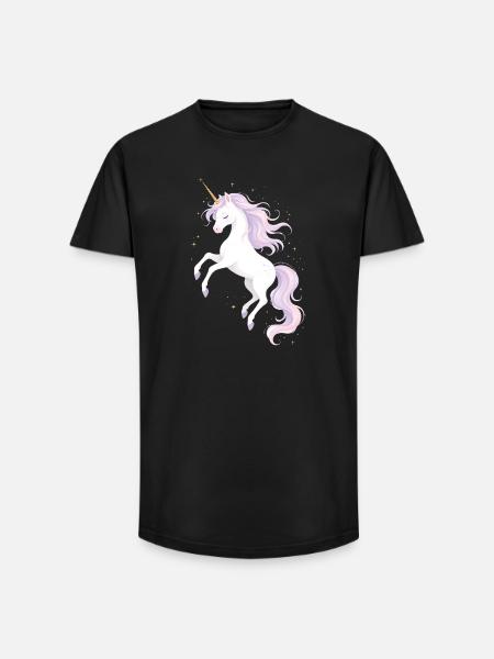Zauberhaftes Einhorn Illustration - Long Fit Männer T-Shirt - Schwarz