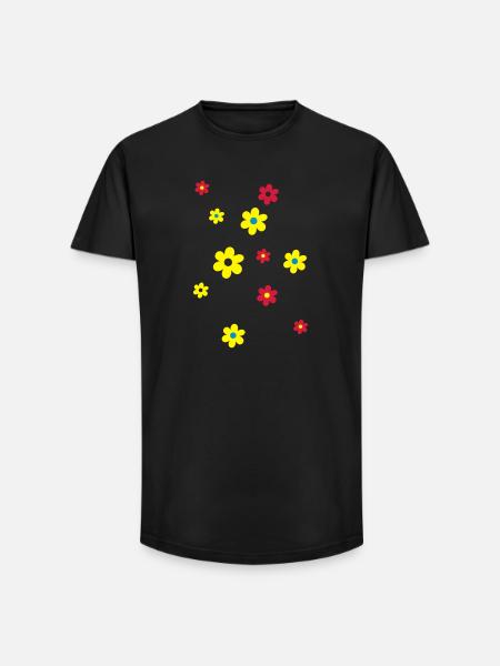 Fleurs - T-shirt coupe longue homme - noir
