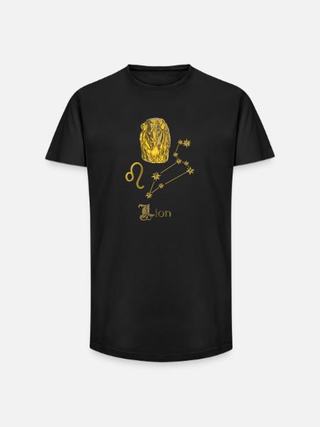Sternzeichen Löwe 3D,  gold - Long Fit Männer T-Shirt - Schwarz