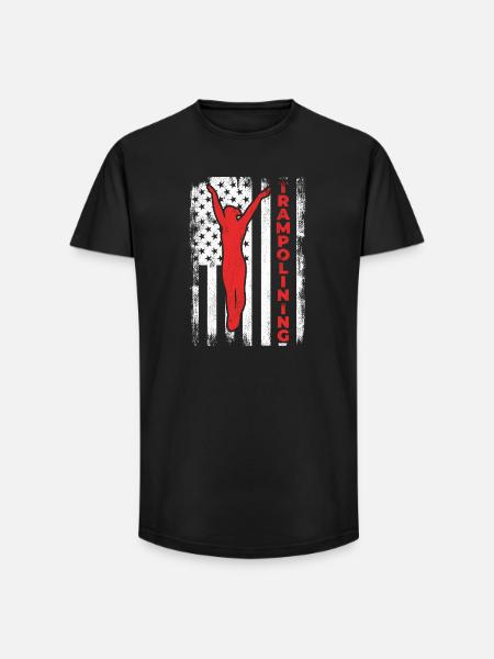 USA Flag Patriotic Trampoline - Long Fit Men's T-Shirt - black