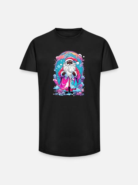 Colourful Christmas magic with snowman - Long Fit Men's T-Shirt - black