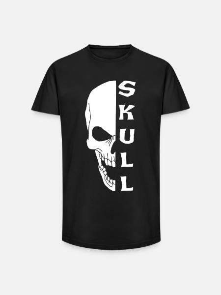 Le crâne blanc - T-shirt coupe longue homme - noir