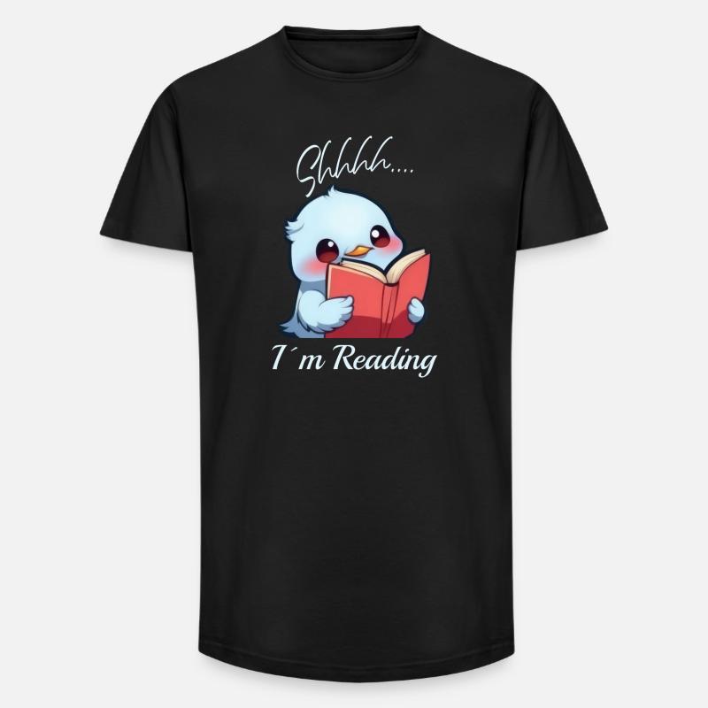 Vogel mit Buch - Long Fit Männer T-Shirt - Schwarz